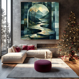 Abstrakt liggande med Archway och Serene River Canvastryck