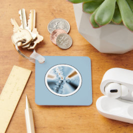Abstrakt Light Blue Fractal Keychain Nyckelring