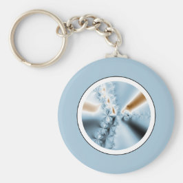 Abstrakt Light Blue Fractal Keychain Nyckelring