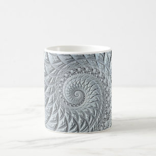 Abstrakt Light Grått Spiral Fractal Kaffemugg