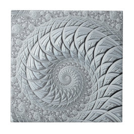 Abstrakt Light Grått Spiral Fractal Kakelplatta