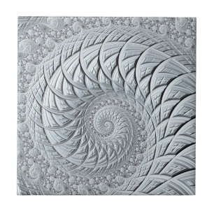 Abstrakt Light Grått Spiral Fractal Kakelplatta