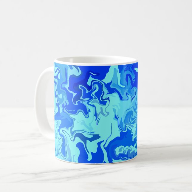 Abstrakt Light och Mörk blått Fluid Art Kaffemugg (Framsida vänster)