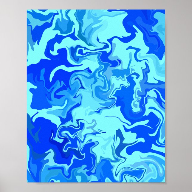 Abstrakt Light och Mörk blått Fluid Art Poster (Framsidan)