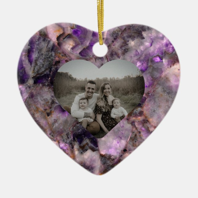 Abstrakt lila Amethyst Quartz marble stone Julgransprydnad Keramik (Framsidan)