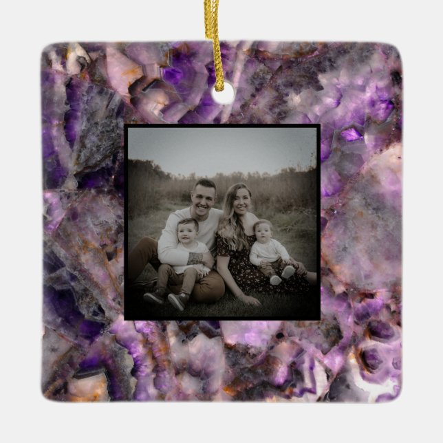 Abstrakt lila Ametyst Quartz, lila granit Julgransprydnad Keramik (Framsida)