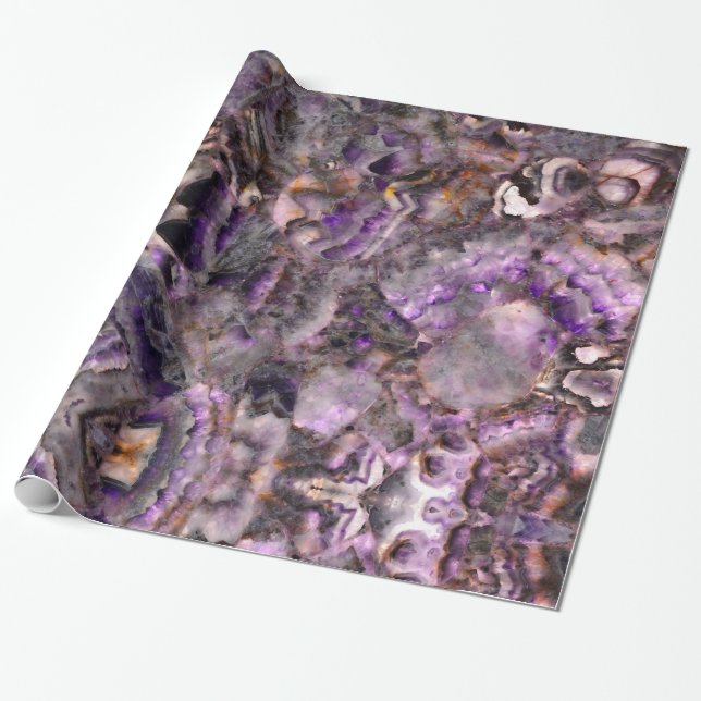 Abstrakt lila Ametyst Quartz, lila granit Presentpapper (Utrullad)