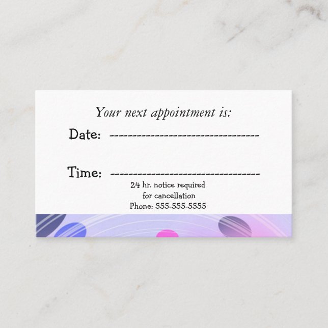 Abstrakt Lila Beans Medical Möte Tidsbeställning Kort (Framsida)