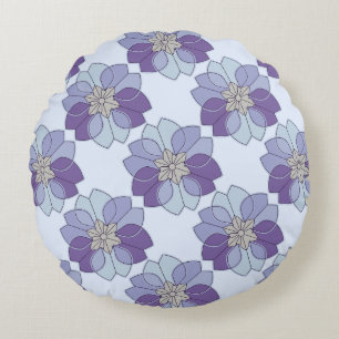 Abstrakt lila & blå modern blomrund kudde