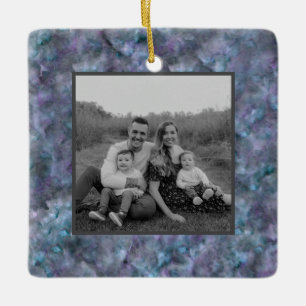 Abstrakt lila blåkol kvartspartsmarmor granit julgransprydnad keramik