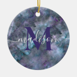 Abstrakt lila blåkol kvartspartsmarmor granit julgransprydnad keramik