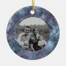 Abstrakt lila blåkol kvartspartsmarmor granit julgransprydnad keramik