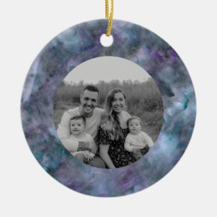 Abstrakt lila blåkol kvartspartsmarmor granit julgransprydnad keramik