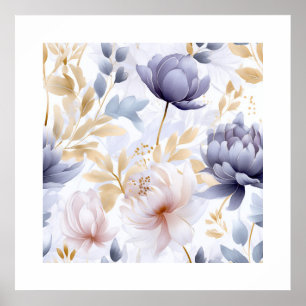 Abstrakt lila blommor poster