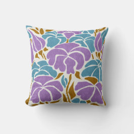 Abstrakt Lila Blue Gula blommor Kudde