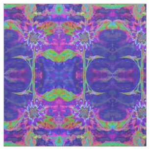 Abstrakt lila blue solros funky i efterhand tyg