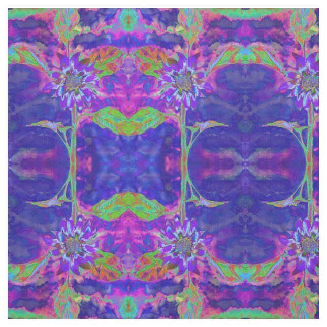 Abstrakt lila blue solros | funky i efterhand tyg (Provkarta)