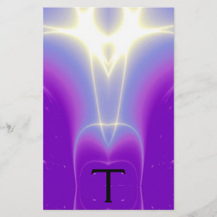 ABSTRAKT LILA BLUE WHITE LIGHT VINKARARE MONOGRAM BREVPAPPER