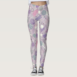 Abstrakt Lila Circles with Paint Strips accents (f Leggings