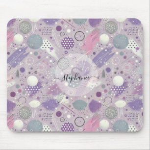 Abstrakt Lila Circles with Paint Strips accents (f Musmatta