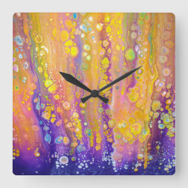 Abstrakt Lila Clock Fyrkantig Klocka