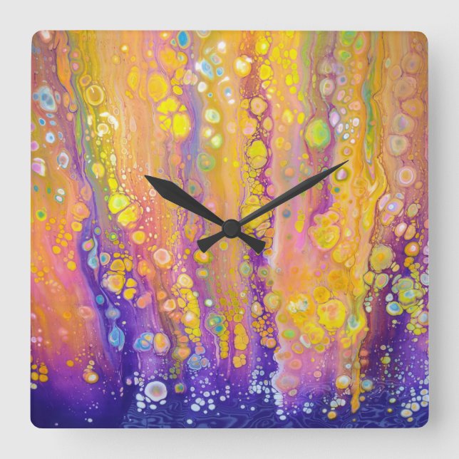 Abstrakt Lila Clock Fyrkantig Klocka (Framsida)