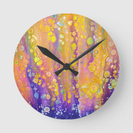 Abstrakt Lila Clock Rund Klocka