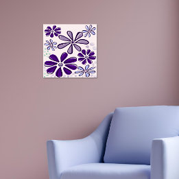 Abstrakt Lila Flower Doodle Poster