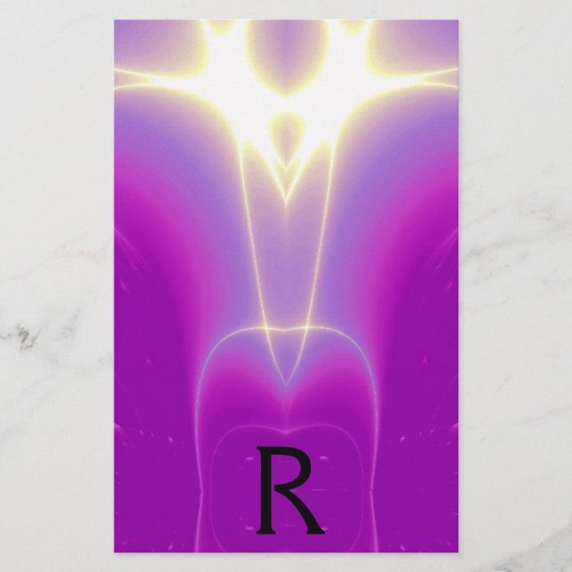 ABSTRAKT LILA FUCHSIA WHITE LIGHT VINKARARE MONOGR BREVPAPPER (Framsida)