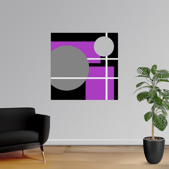 Abstrakt Lila Grått Black White Poster (Abstract Purple Gray Black White Poster from Abstract Poster Prints on Zazzle. Choose your size. )
