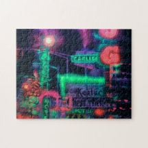 Abstrakt Lila Grönt Red Neon Ljus Medley