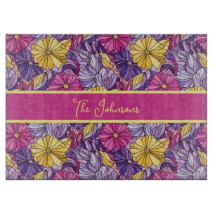 Abstrakt lila gul rosa glasmålning