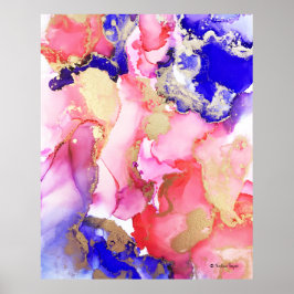 Abstrakt Lila Guld Metallic Rosa Swirls Poster