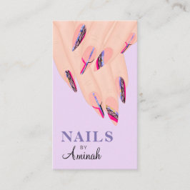 Abstrakt Lila Händer Nail Artist Visitkort