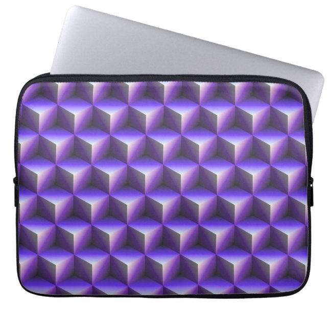 Abstrakt lila kubblockmönster laptop fodral (Framsidan)