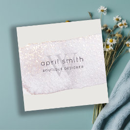 Abstrakt Lila Lilac Brush Stoke Monogram Shiny Fyrkantigt Visitkort