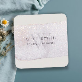 Abstrakt Lila Lilac Brush Stoke Monogram Shiny Fyrkantigt Visitkort