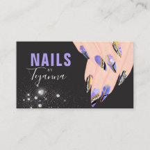 Abstrakt Lila Marble Glitter Händer Nail Artist