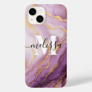 Abstrakt Lila Marble Monogram Calligraphy