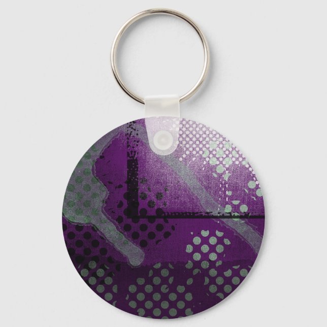 Abstrakt Lila Metallic Grunge Nyckelring (Framsida)