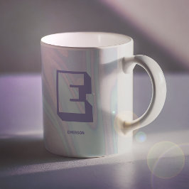 Abstrakt Lila Monogram Snyggt Marble Kaffemugg