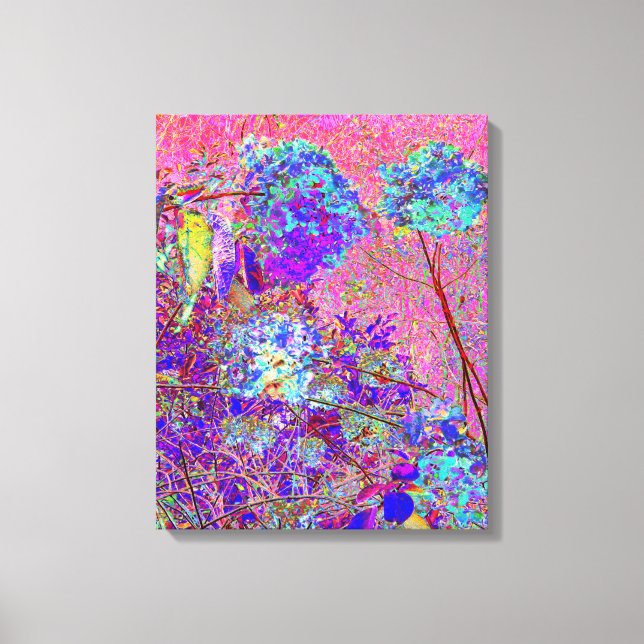 Abstrakt lila och blå hortensia med magenta canvastryck (Framsida)