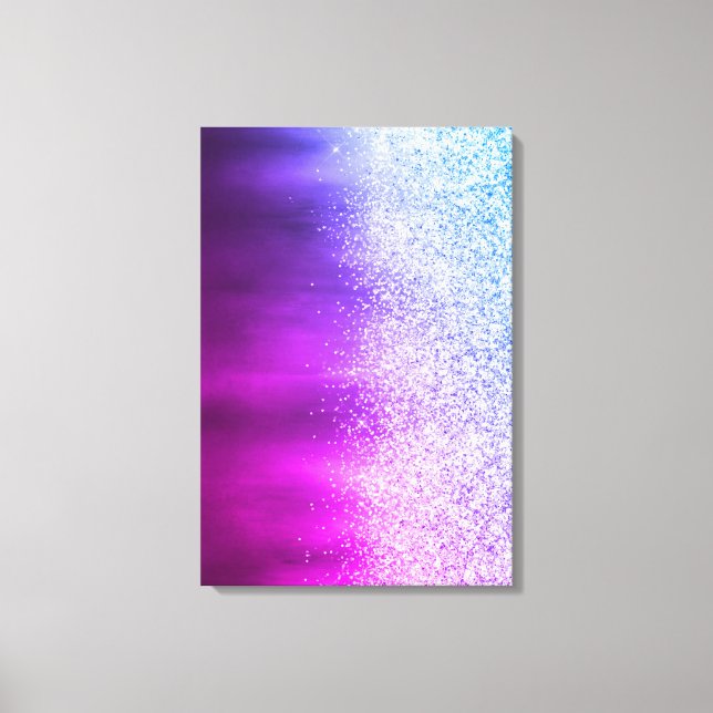 Abstrakt lila och rosa modern glittermålning canvastryck (Framsida)
