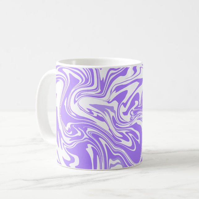 Abstrakt lila och vit virveldesign kaffemugg (Framsida vänster)