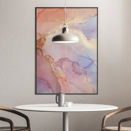 Abstrakt Lila Peach Guld Alcohol Bläck Poster