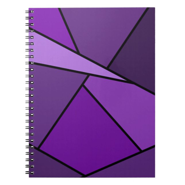 Abstrakt Lila Polygons Anteckningsbok Med Spiral (Framsidan)