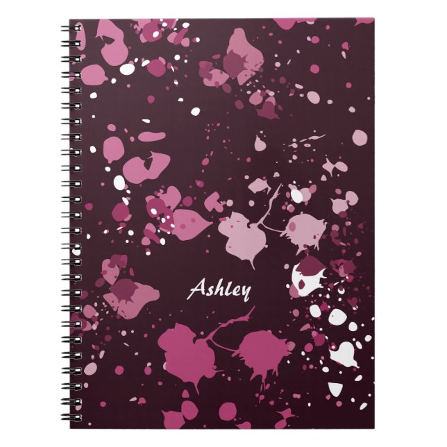 Abstrakt Lila Rosa Paint Splatter Stänk droppar Anteckningsbok (Framsidan)