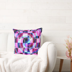Abstrakt Lila Rosa Squares Geometric Mönster Kudde