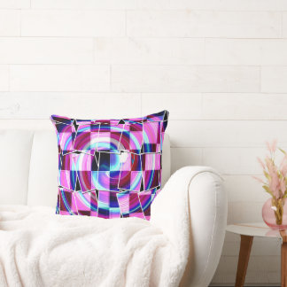 Abstrakt Lila Rosa Squares Geometric Mönster Kudde