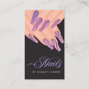 Abstrakt Lila Swirl Händer Nail Artist Business C Visitkort